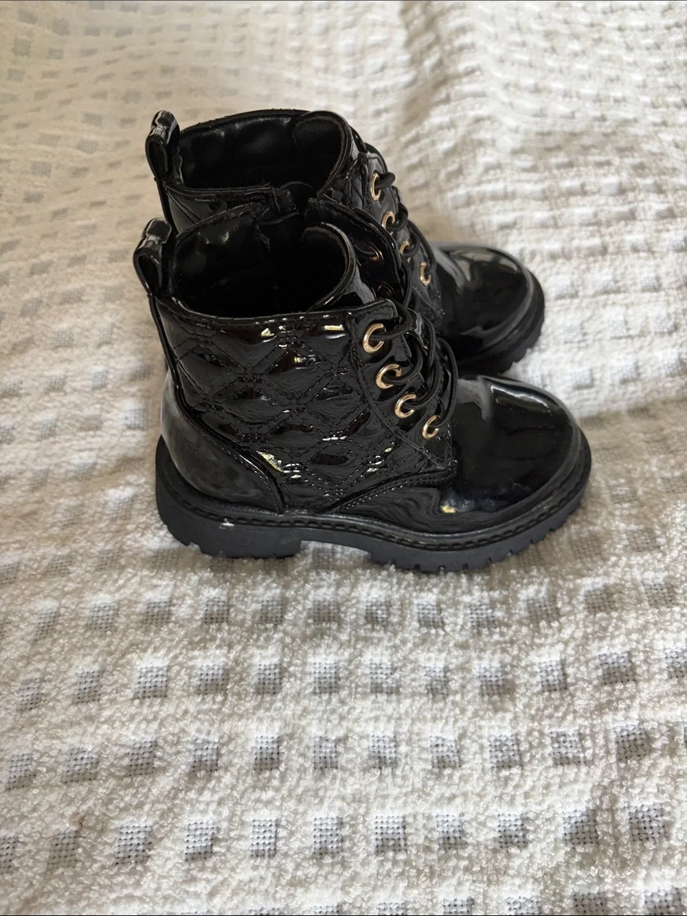 Kids Black Lace-Up Boots